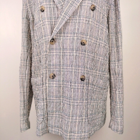 ZARA Textured Houndstooth Plaid Oversized Unstructured Blazer Sz. M - Picture 7 of 12